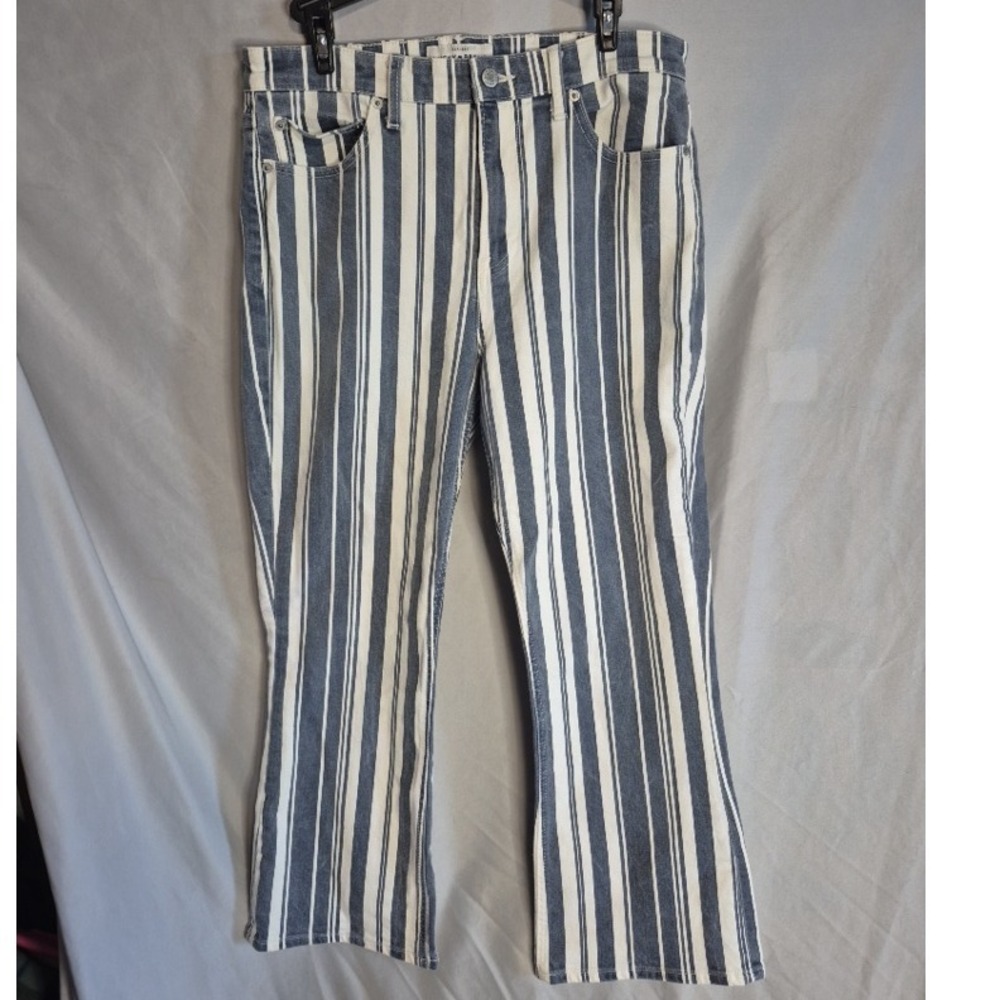 Lucky Brand Women's Striped Cropped Jeans‎ Denim Size 10 / 30 Blue White